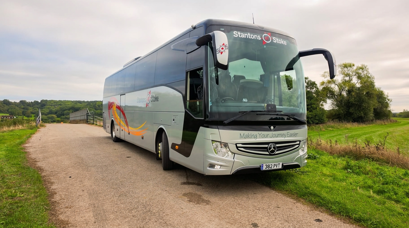 A Stantons of Stoke coach in the Staffordshire countryside